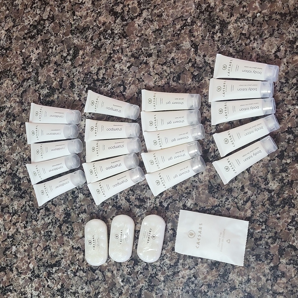 Lot of 24 new sealed Ceasers lemongrass travel size shampoo, conditioner, lotion